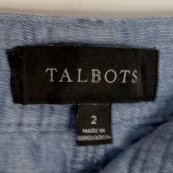 Talbots Blue Newport Chambray Button Front Skirt - Picture 3 of 8